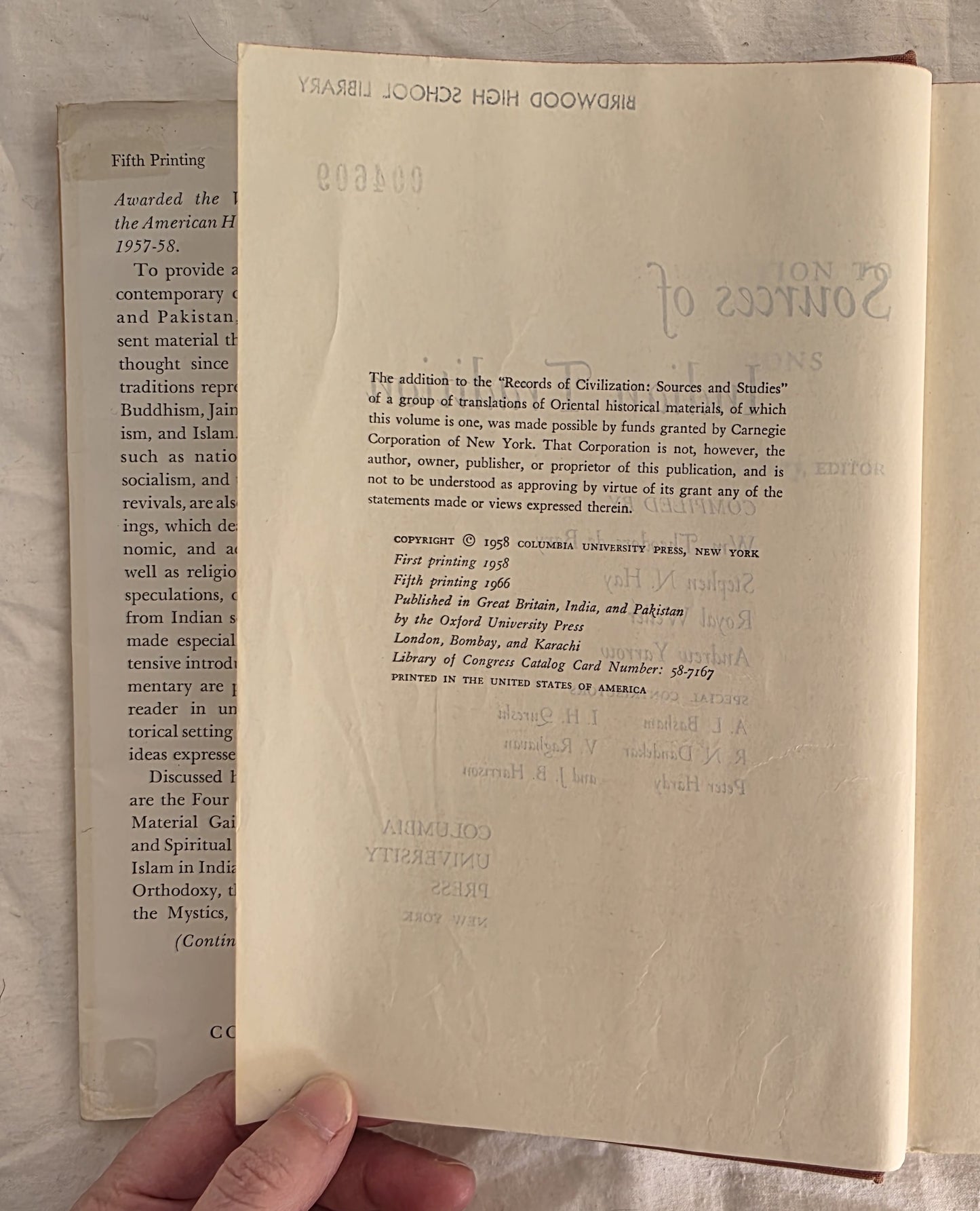 Sources of Indian Tradition by Wm. Theodore de Bary, Stephen N. Hay, Royal Weiler and Andrew Yarrow