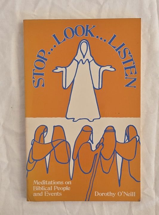 Book cover of 'Stop... Look... Listen' with a figure and text on an orange background