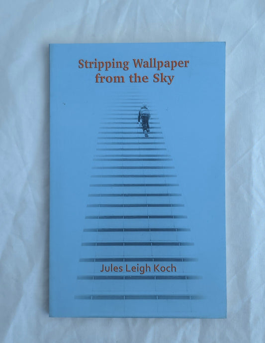 Book titled 'Stripping Wallpaper from the Sky' by Jules Leigh Koch on a light blue background