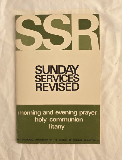Book cover of 'Sunday Services Revised' with 'SSR' at the top on a beige background