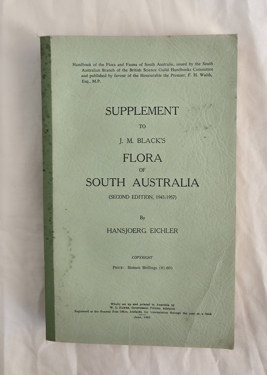 Supplement to J.M. Black's Flora of South Australia book on a light background