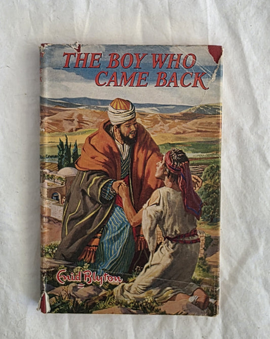 Book titled 'The Boy Who Came Back' with a cover illustration of two characters on a white background