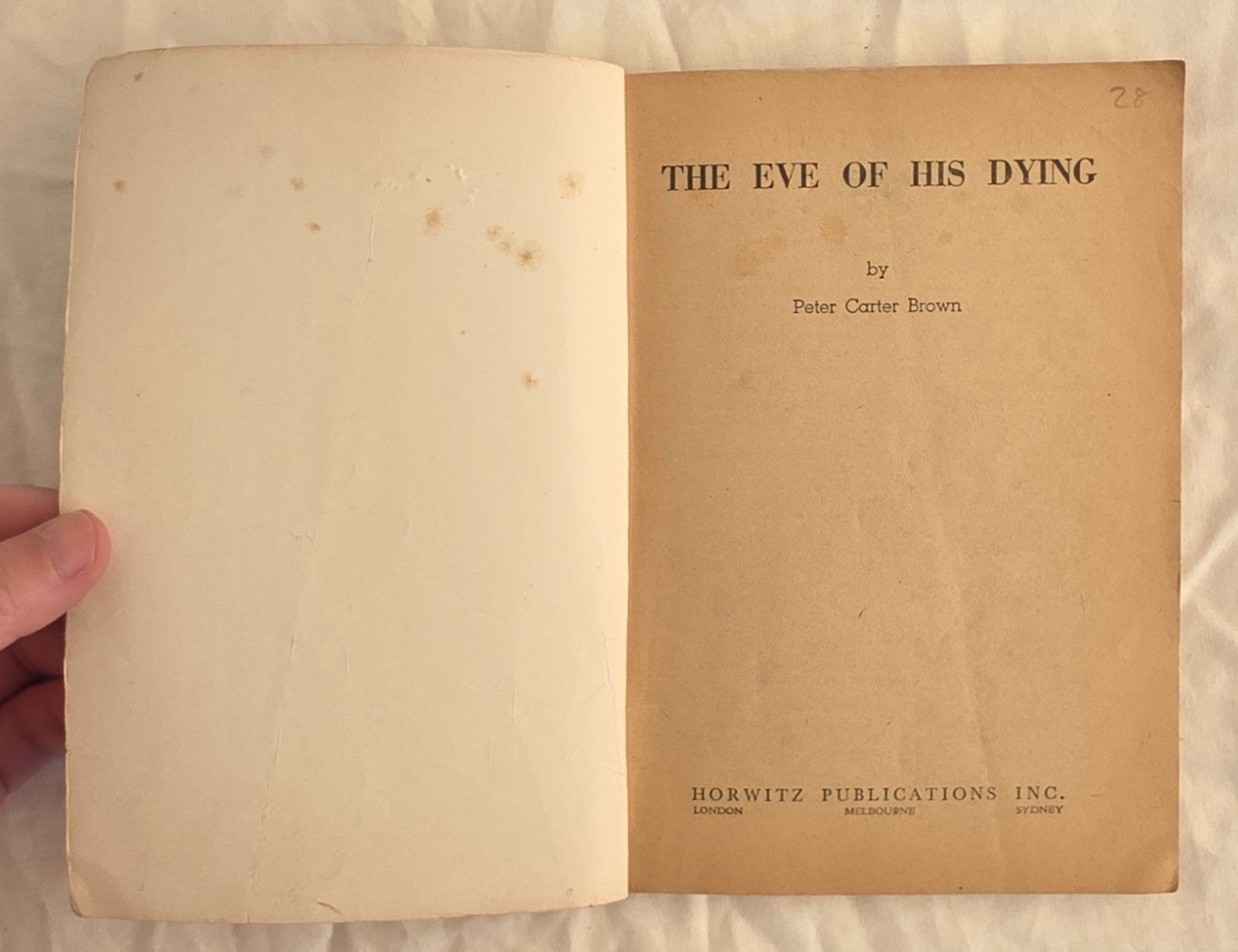 The Eve of His Dying by Peter Carter Brown