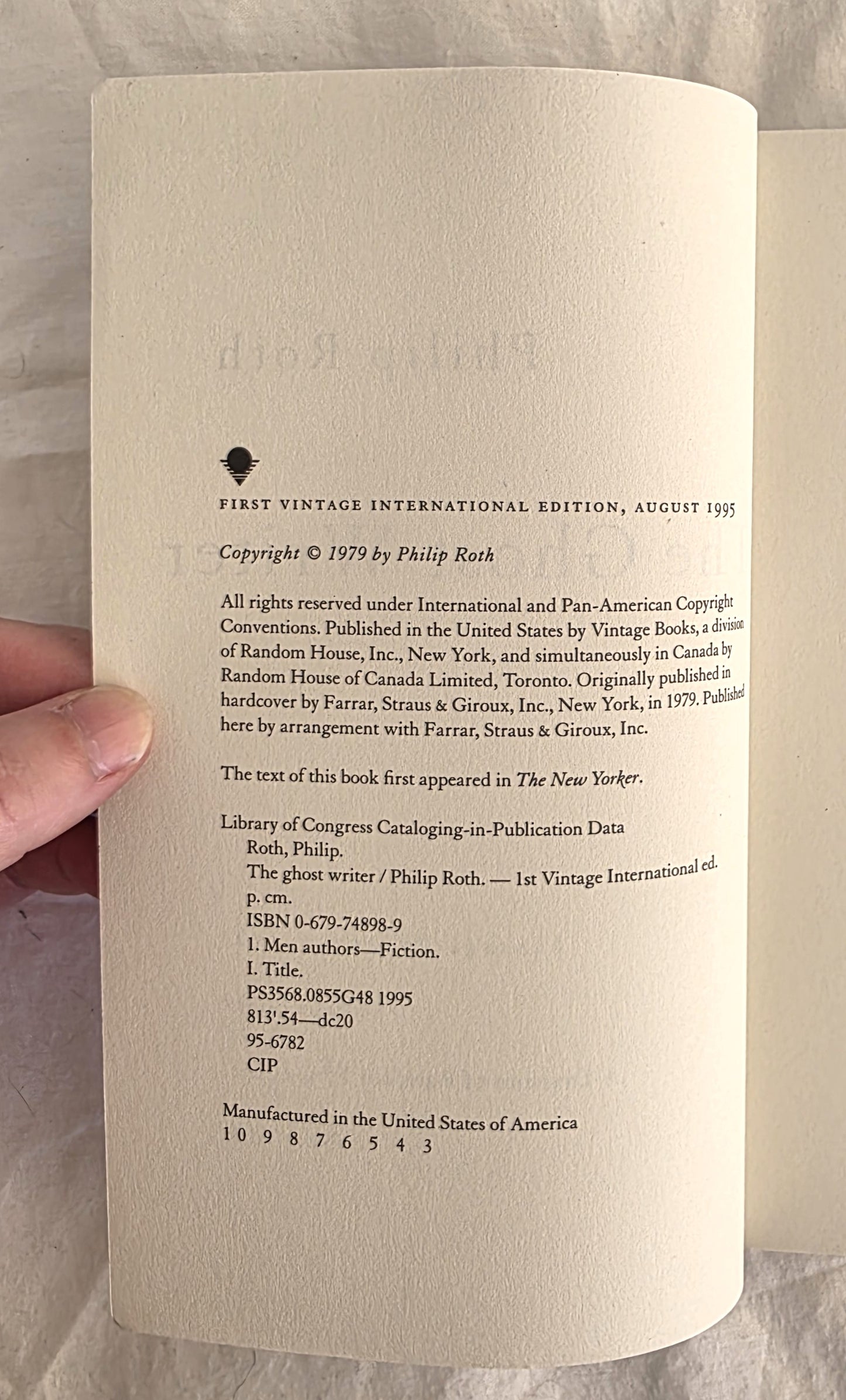 The Ghost Writer by Philip Roth