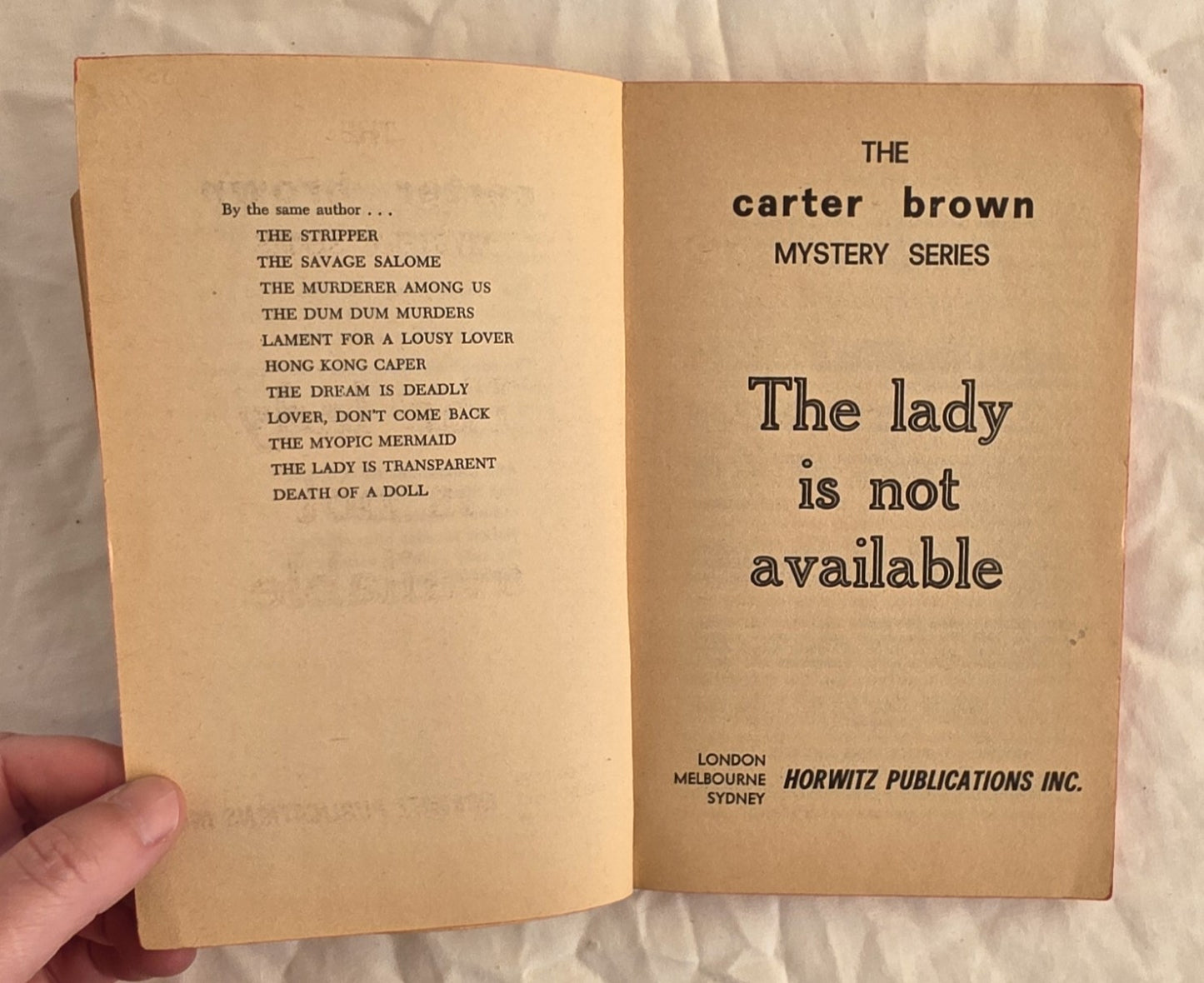 The Lady is Not Available by Peter Carter Brown