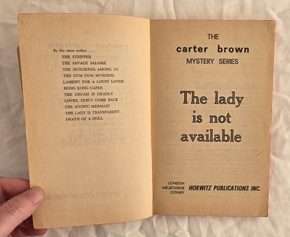 The Lady is Not Available by Peter Carter Brown