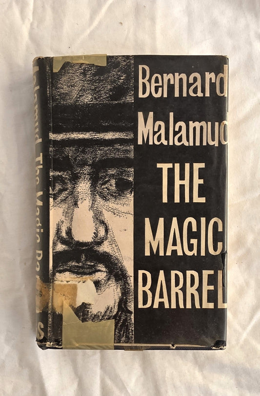 Book cover of 'The Magic Barrel' by Bernard Malamud with a black and white illustration on a textured white background.