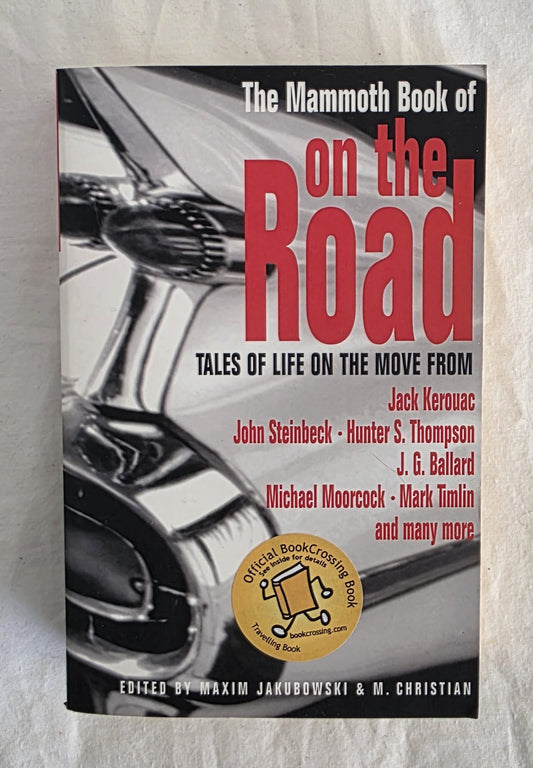 Book cover of 'The Mammoth Book of On the Road' with a car image on a textured background