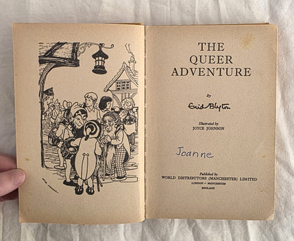 Book titled 'The Queer Adventure' with a cover illustration on a textured surface
