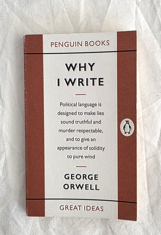 Book titled 'Why I Write' by George Orwell with Penguin Books branding on a textured white background