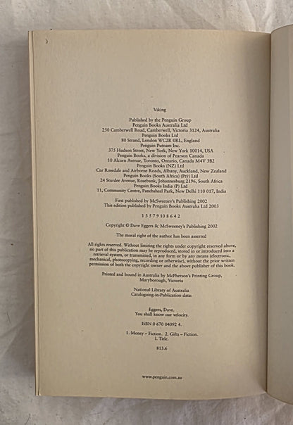 You Shall Know Our Velocity by Dave Eggers (c format)