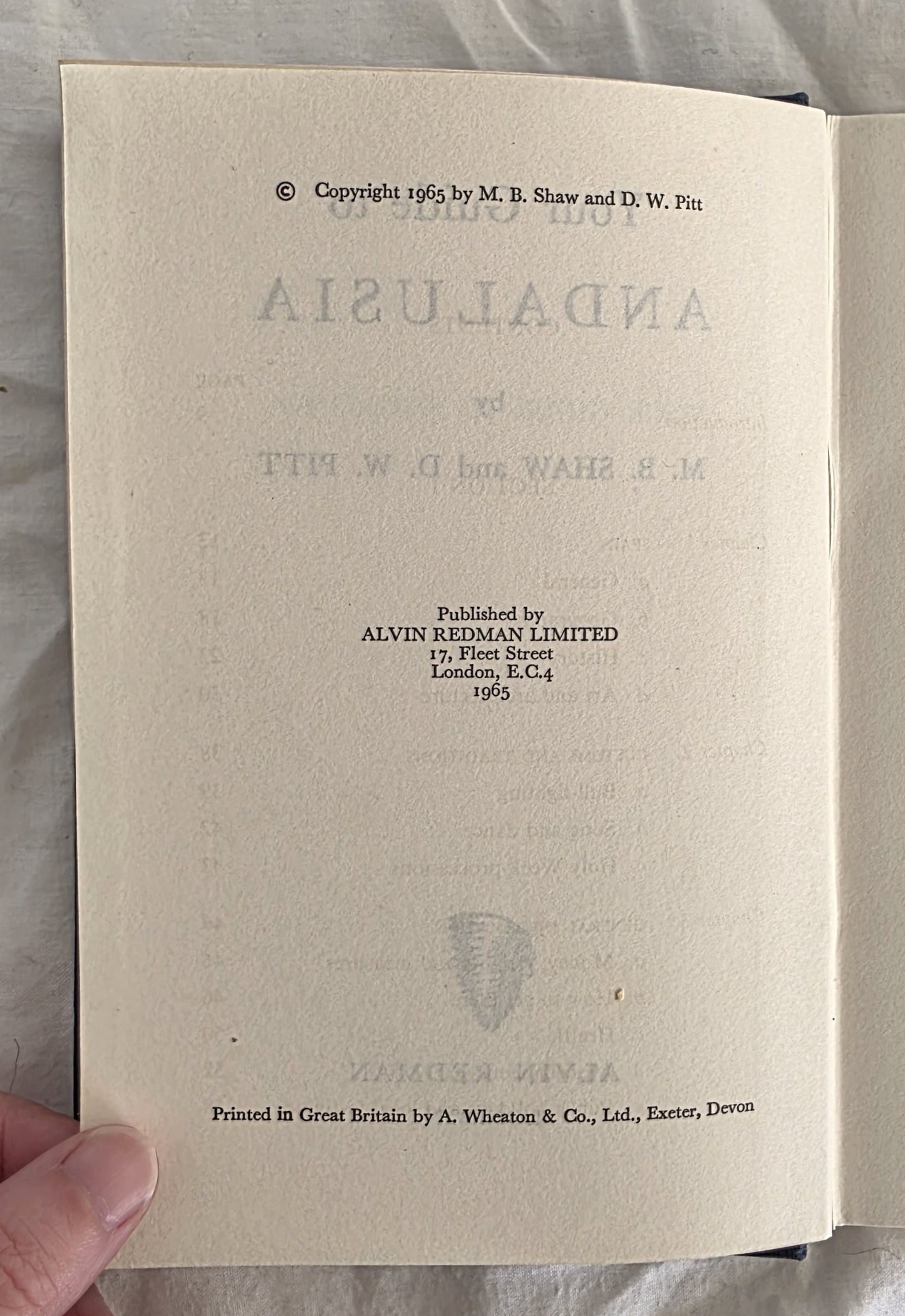 Your Guide to Andalusia by M. B. Shaw and D. W. Pitt