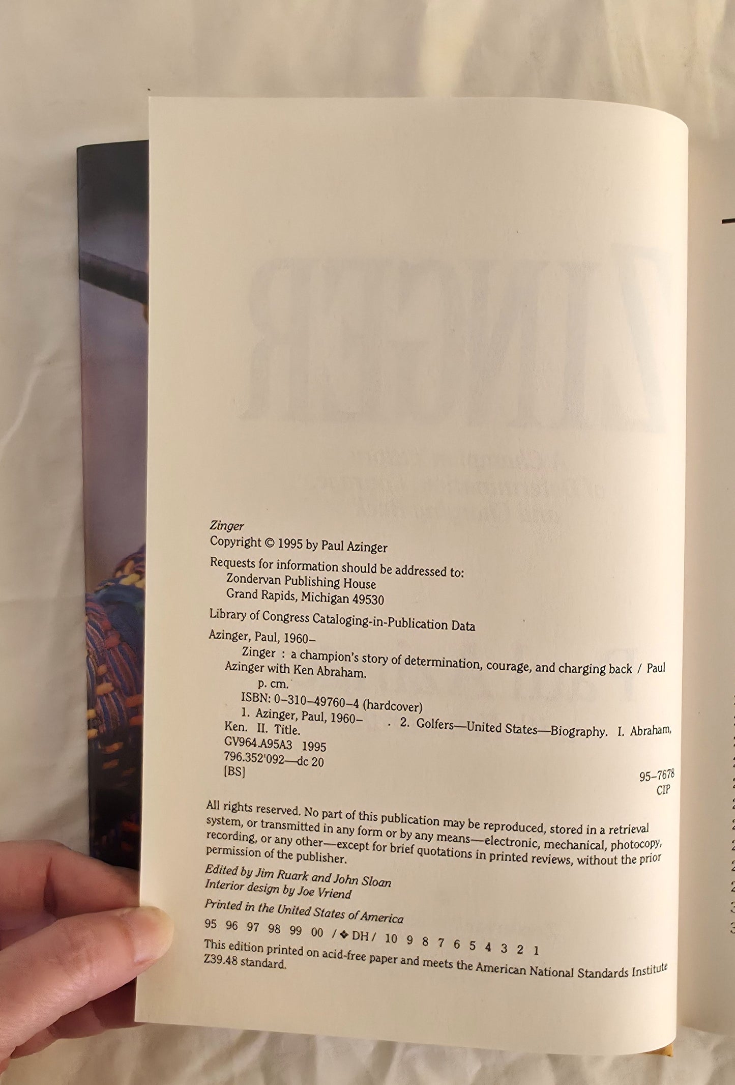 Zinger by Paul Azinger with Ken Abraham