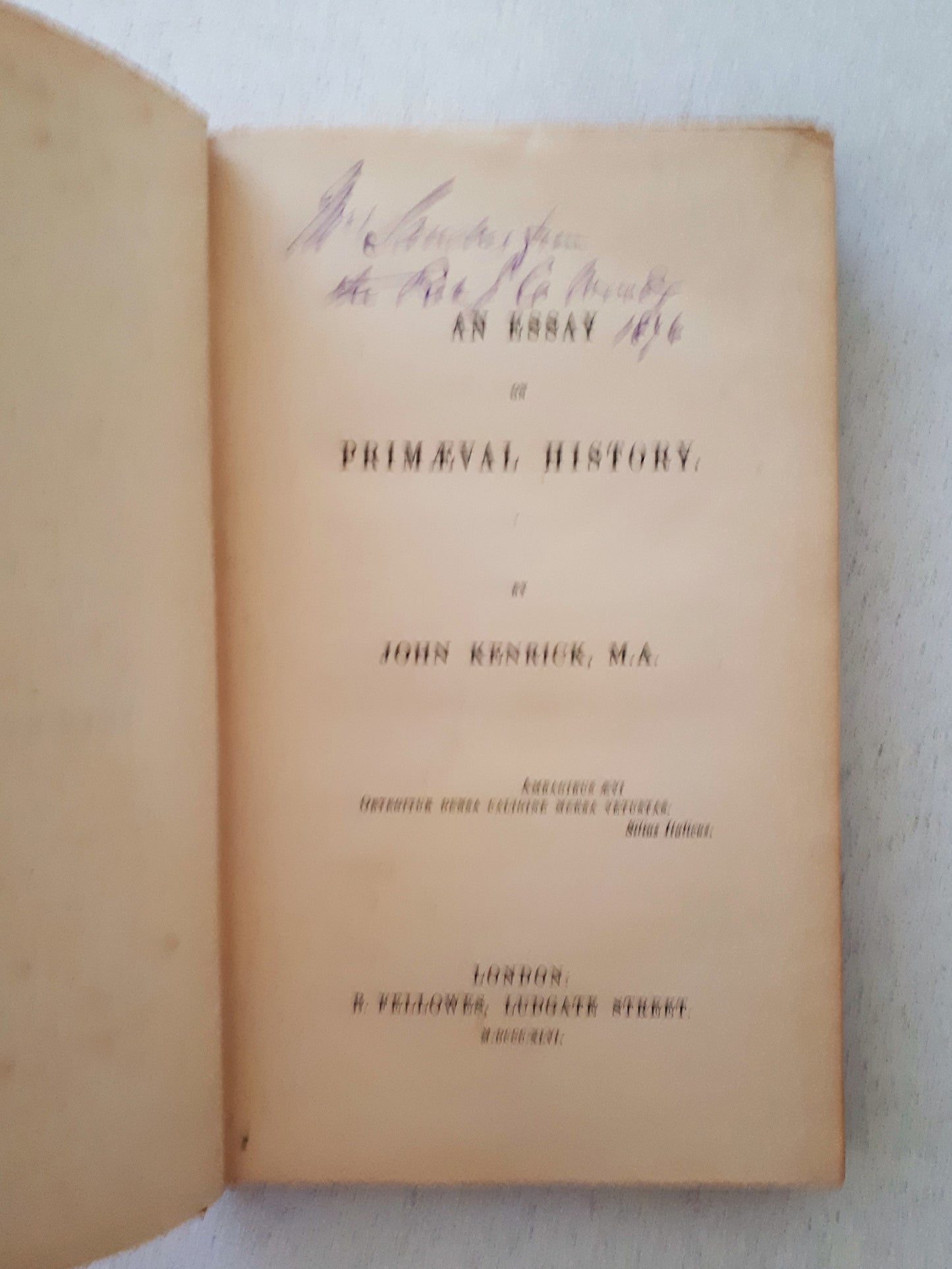 An Essay on Primaeval History by John Kenrick