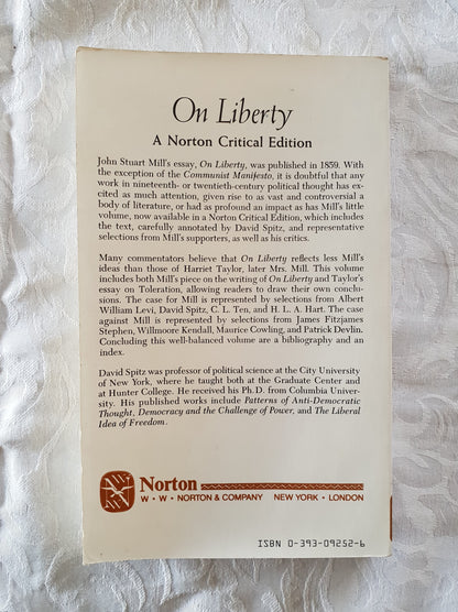 On Liberty John Stuart Mill by David Spitz