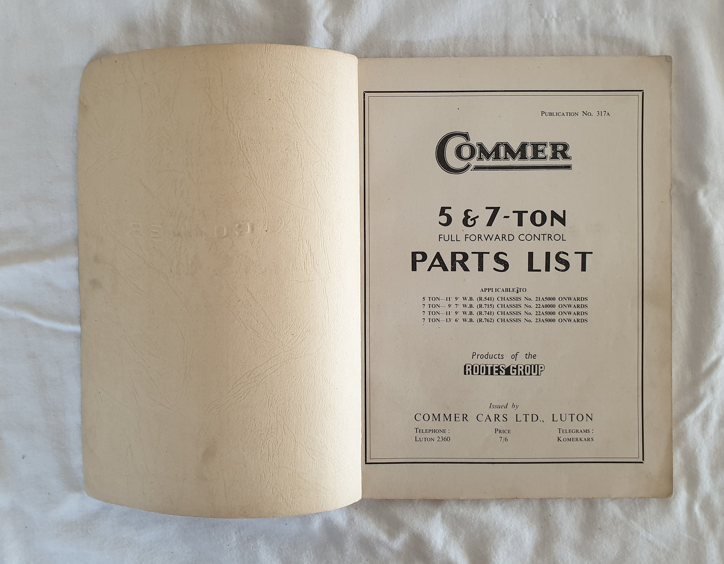 Commer 5 & 7-Ton Full Forward Parts List