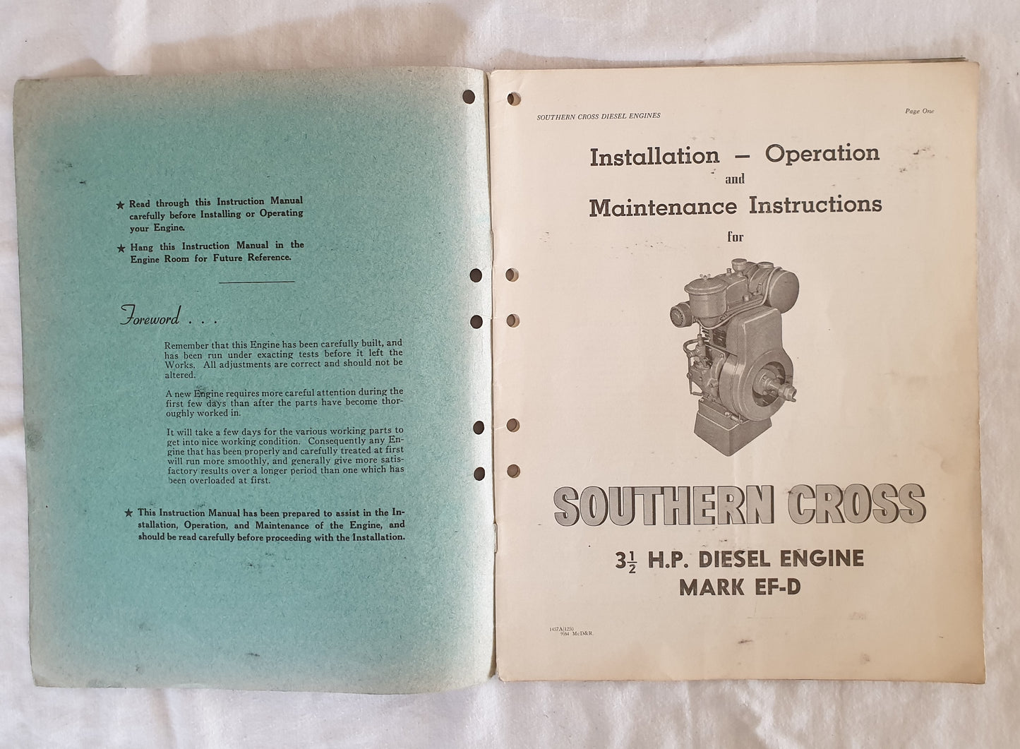 Instruction Manual for Southern Cross 3 1/2 h.p. Diesel Engine Mark EF-D