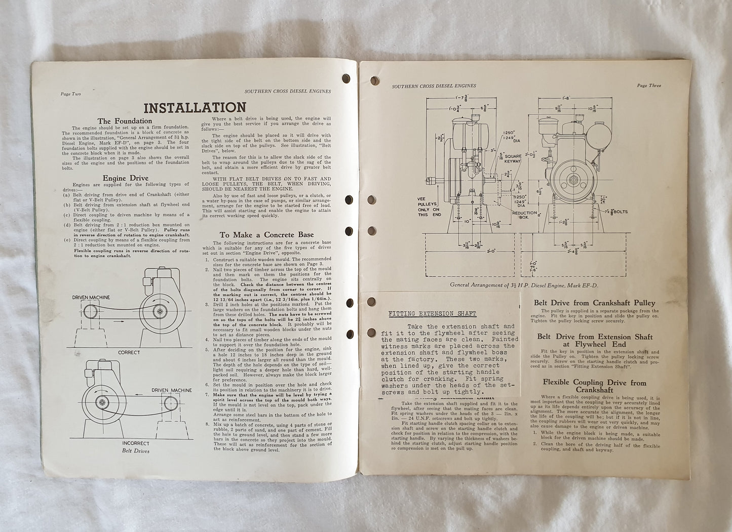 Instruction Manual for Southern Cross 3 1/2 h.p. Diesel Engine Mark EF-D