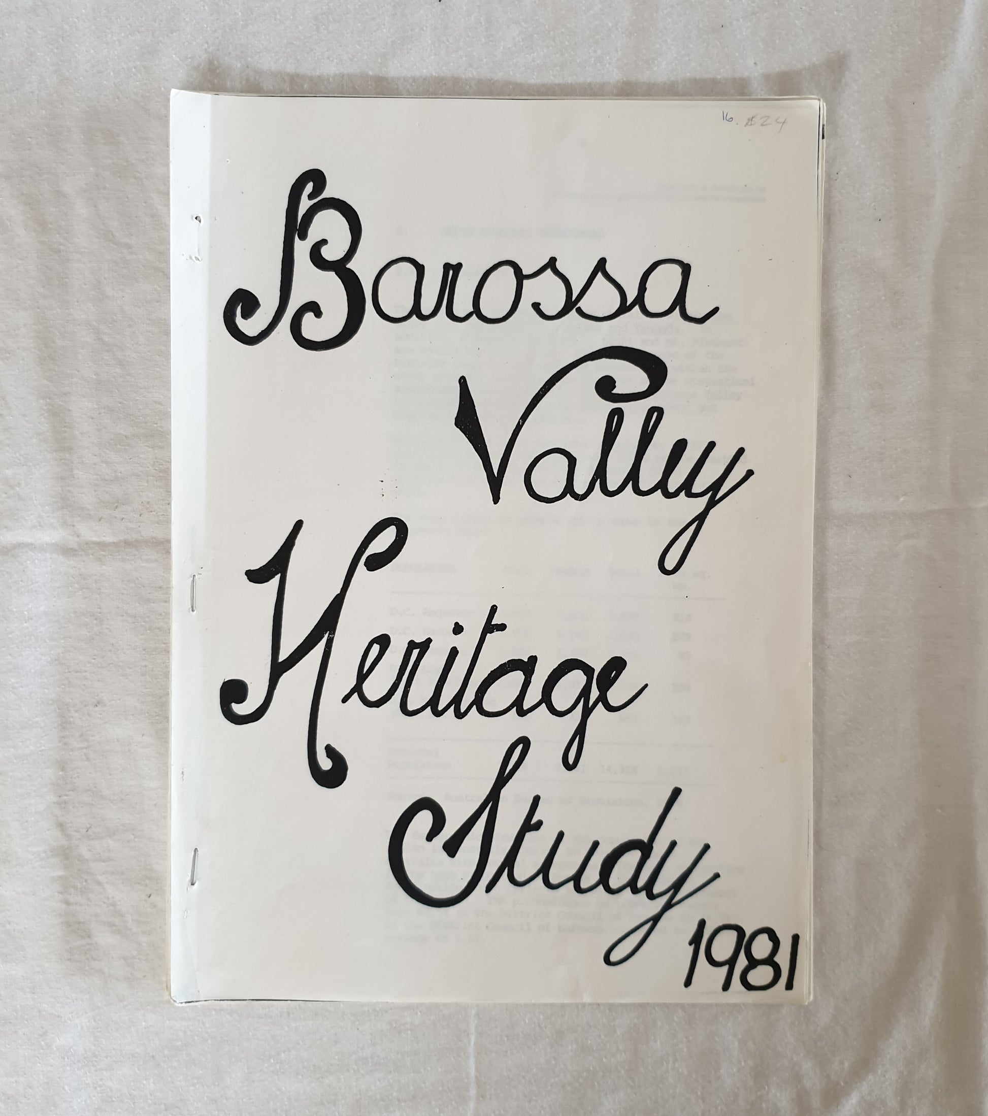 Barossa Valley Heritage Study 1981 