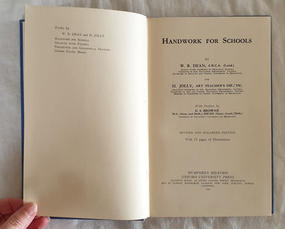Handwork For Schools by W. R. Dean and H. Jolly