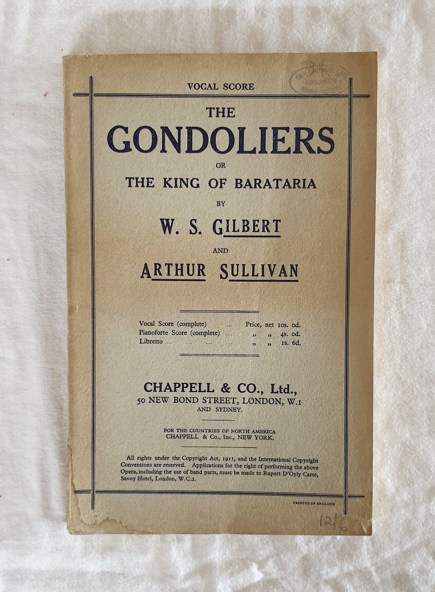 The Gondoliers of The King of Barataria  by W. S. Gilbert and Arthur Sullivan