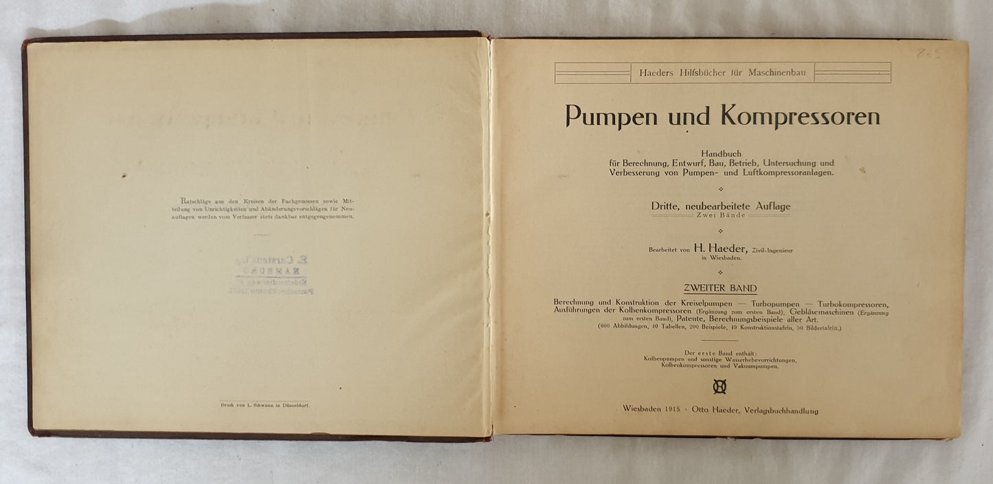 Pumpen und Kompressoren by H. Haeder