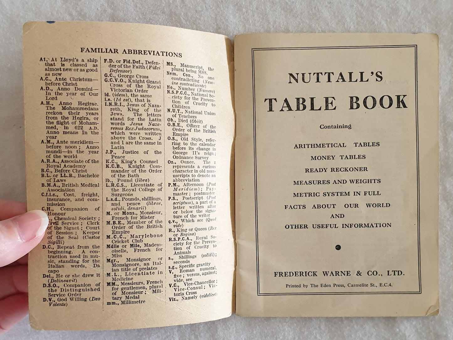 Nuttall's Table Book of Essential Facts & Figures