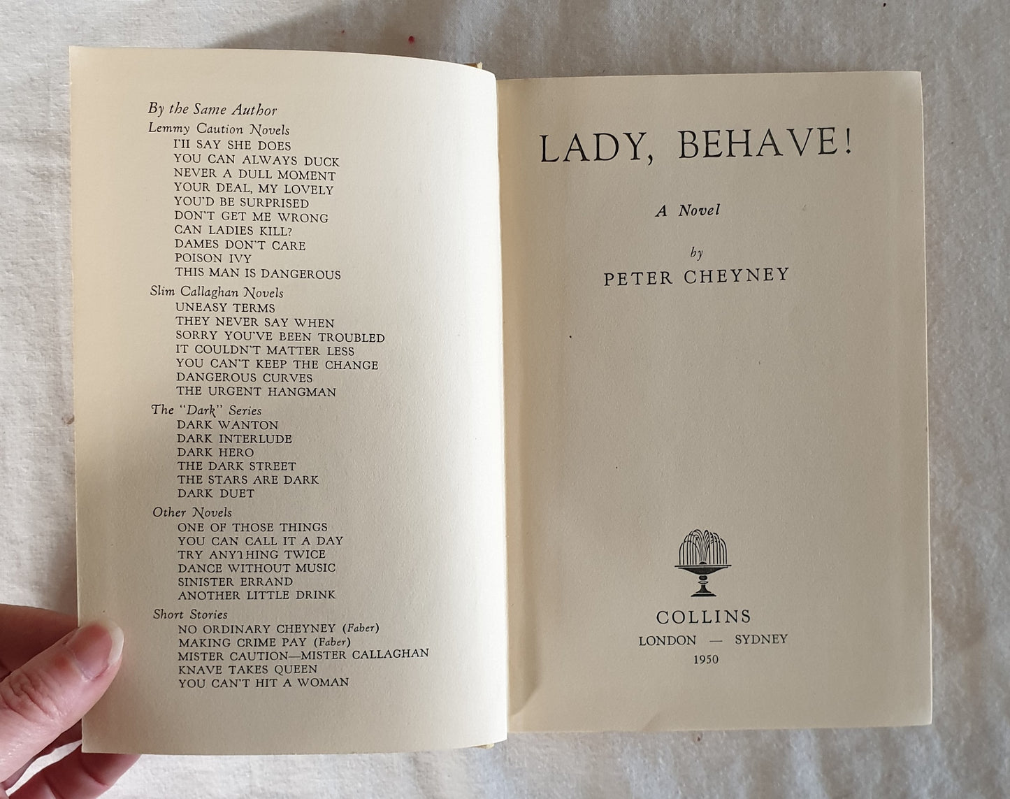 Lady Behave! by Peter Cheyney