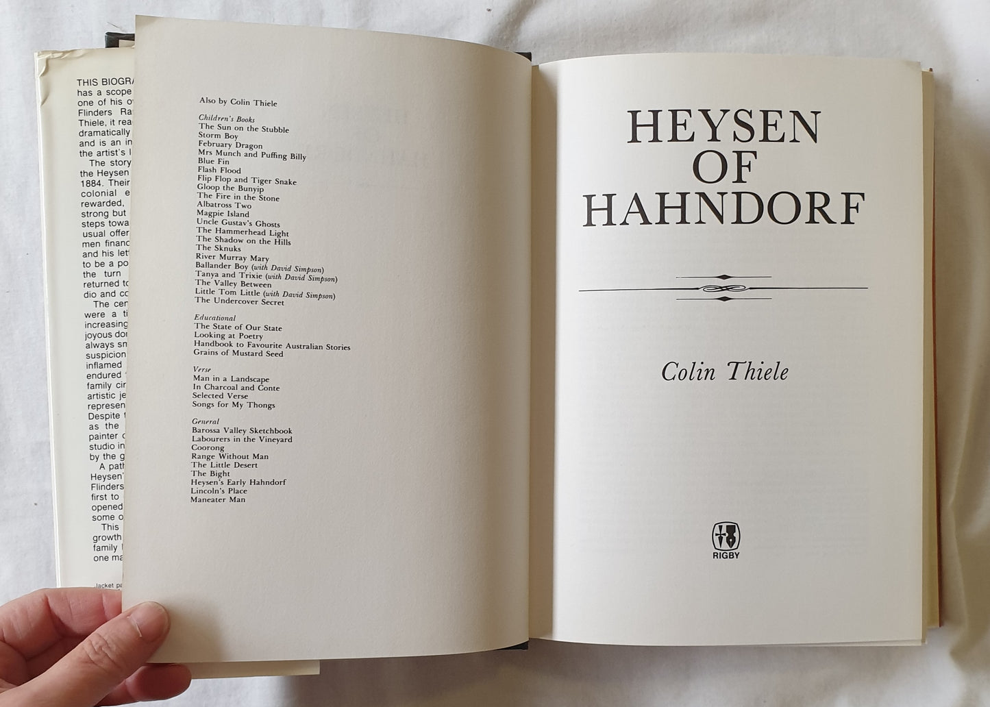 Heysen of Hahndorf by Colin Thiele
