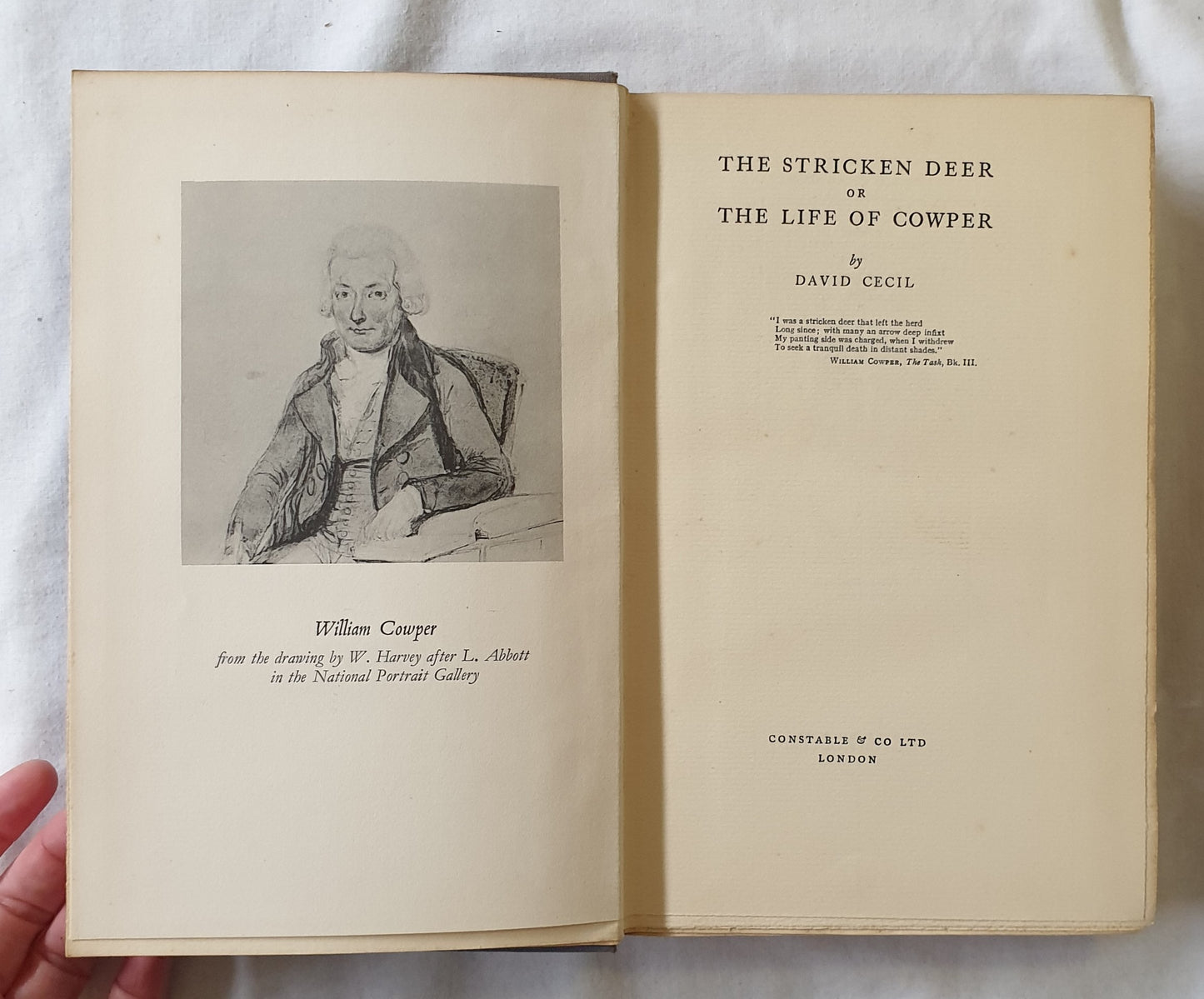 The Stricken Deer or The Life of Cowper by David Cecil