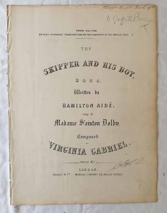 The Skipper and His Boy  Written by Hamilton Aide  Composed by Virginia Gabriel