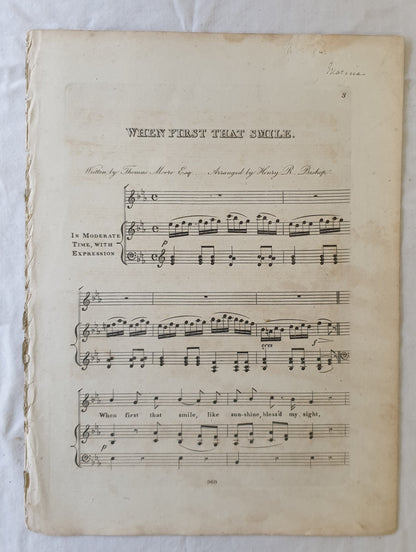 When First That Smile  Written by Thomas Moore Esq  Arranged by Henry R. Bishop