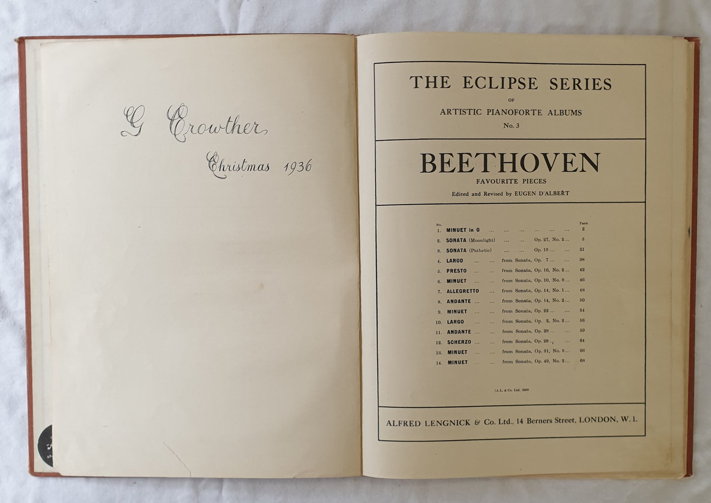 Beethoven Favourite Pieces by Eugen D’Albert