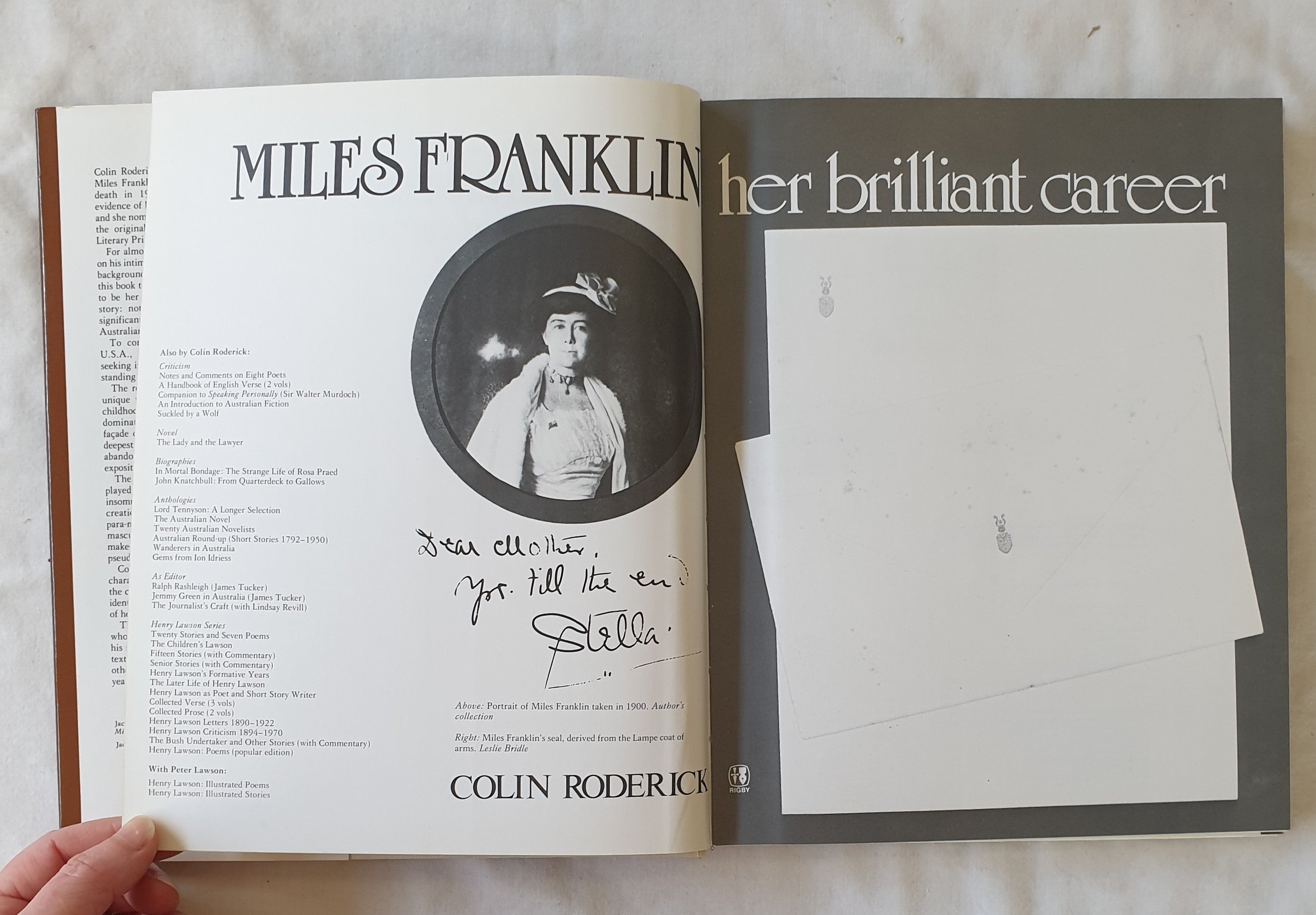 Miles Franklin Her Brilliant Career by Colin Roderick – Morgan's Rare Books