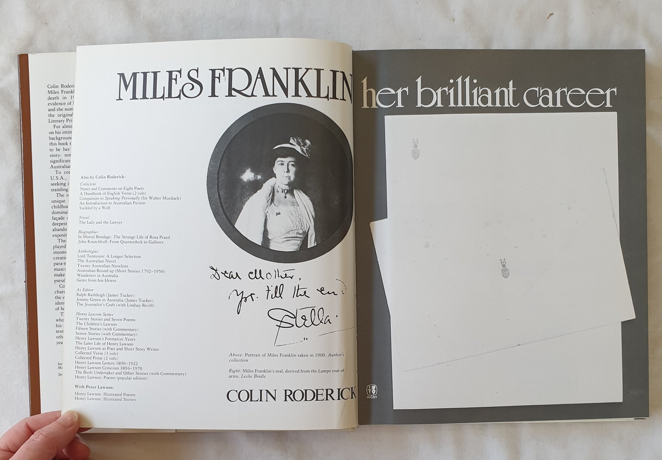Miles Franklin Her Brilliant Career by Colin Roderick – Morgan's Rare Books