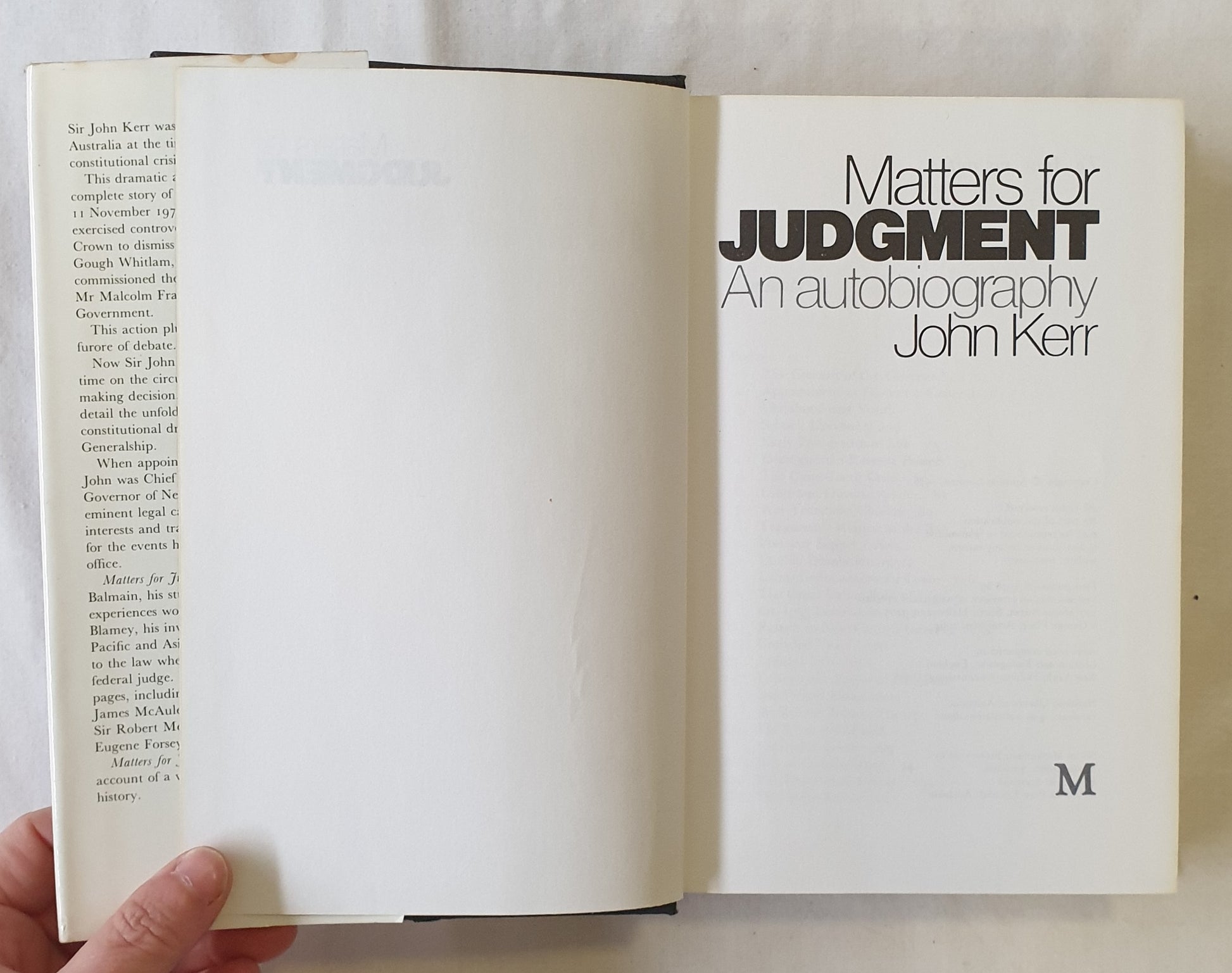 Matters for Judgment An Autobiography by John Kerr