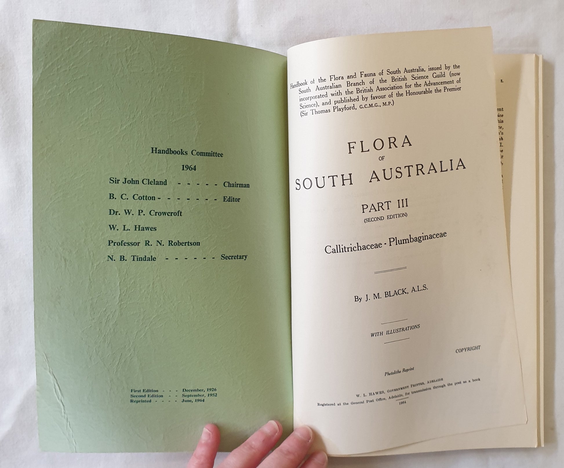 Flora of South Australia by J. M. Black Part III (Second Edition) Reprinted June 1964 Callitrichaceae - Plumbaginaceae.”