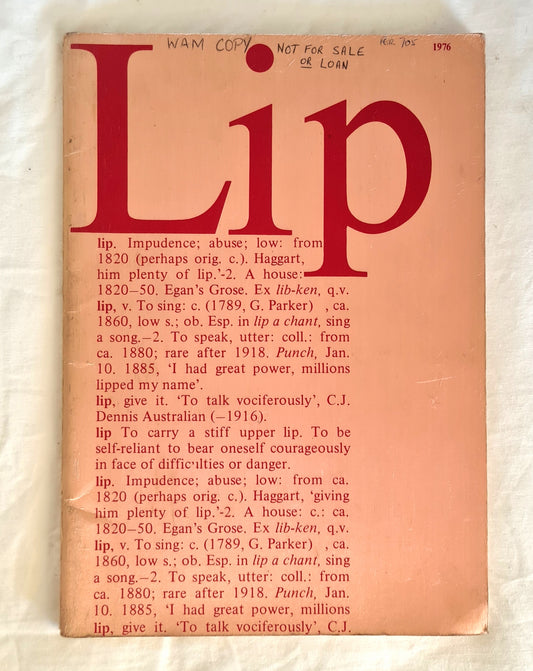 LIP 1976  A collective of feminists who represent a wide range of political, social and cultural stances  Designed by Susanne Davies