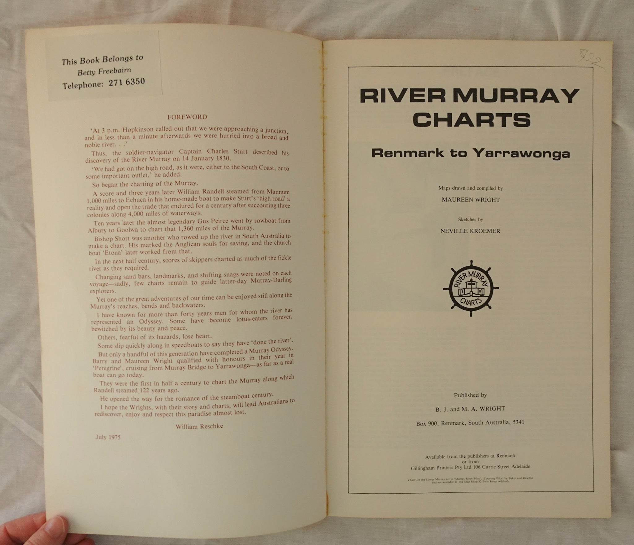 River Murray Charts by Maureen Wright Rare Books