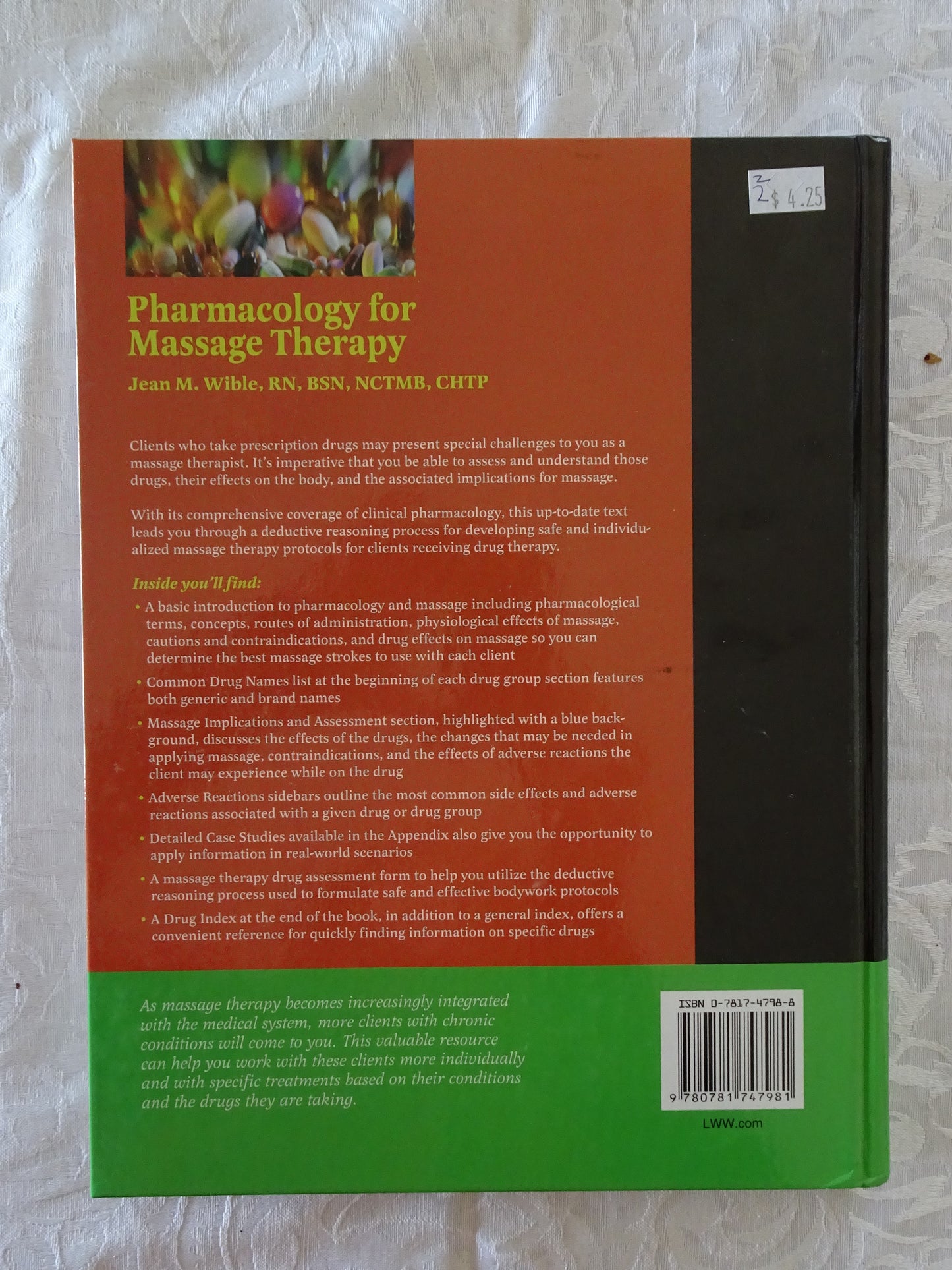 Pharmacology for Massage Therapy by Jean Wible