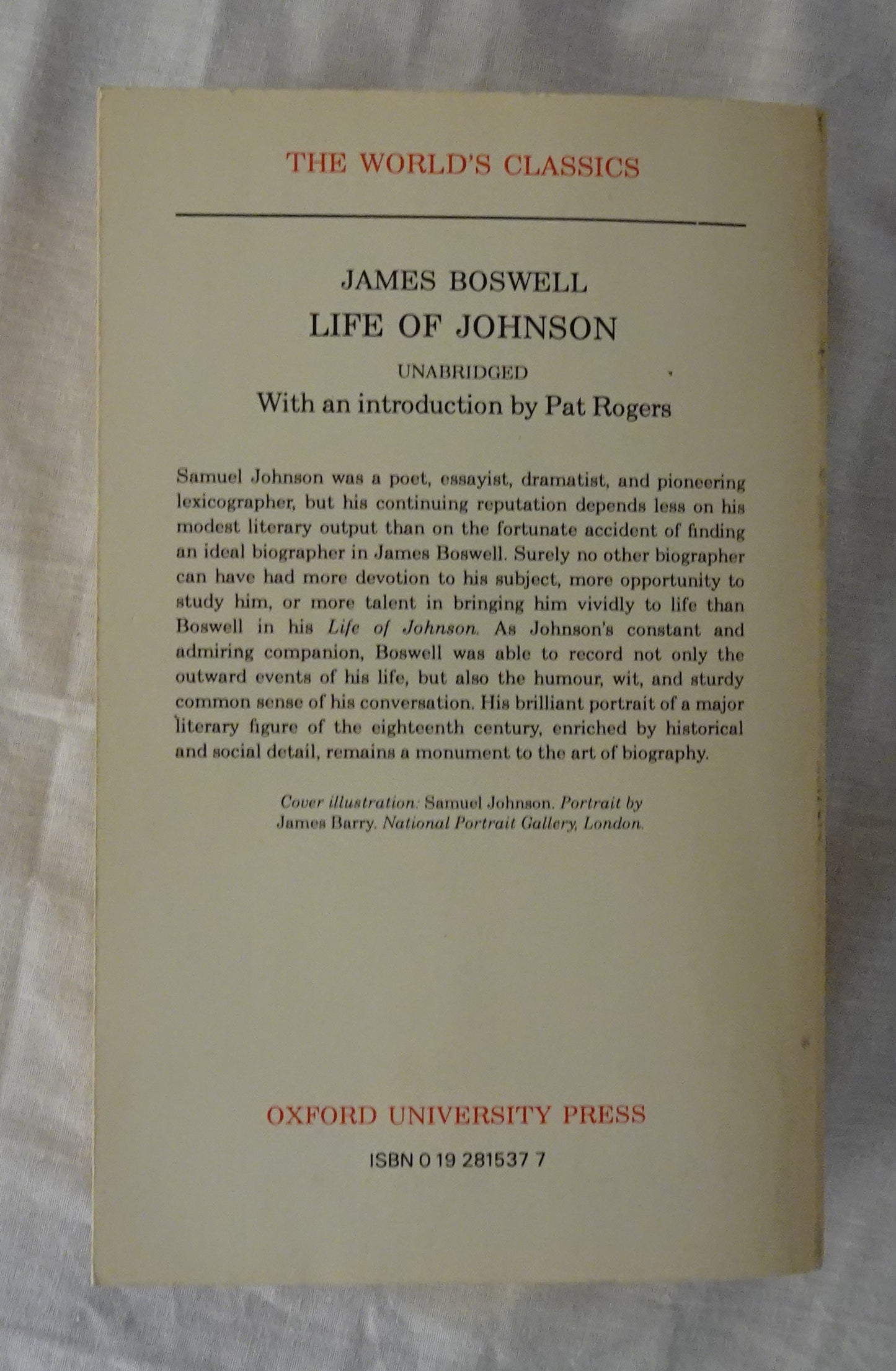 Life of Johnson James Boswell by R. W. Chapman