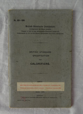 British Standard Specification for Calorifiers