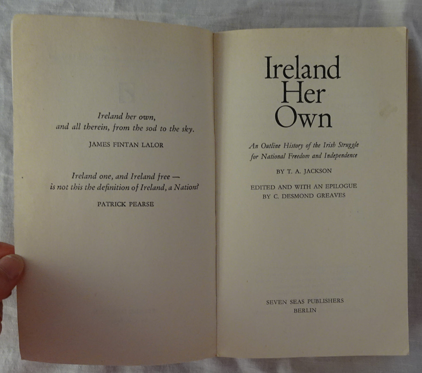 Ireland Her Own by T. A. Jackson
