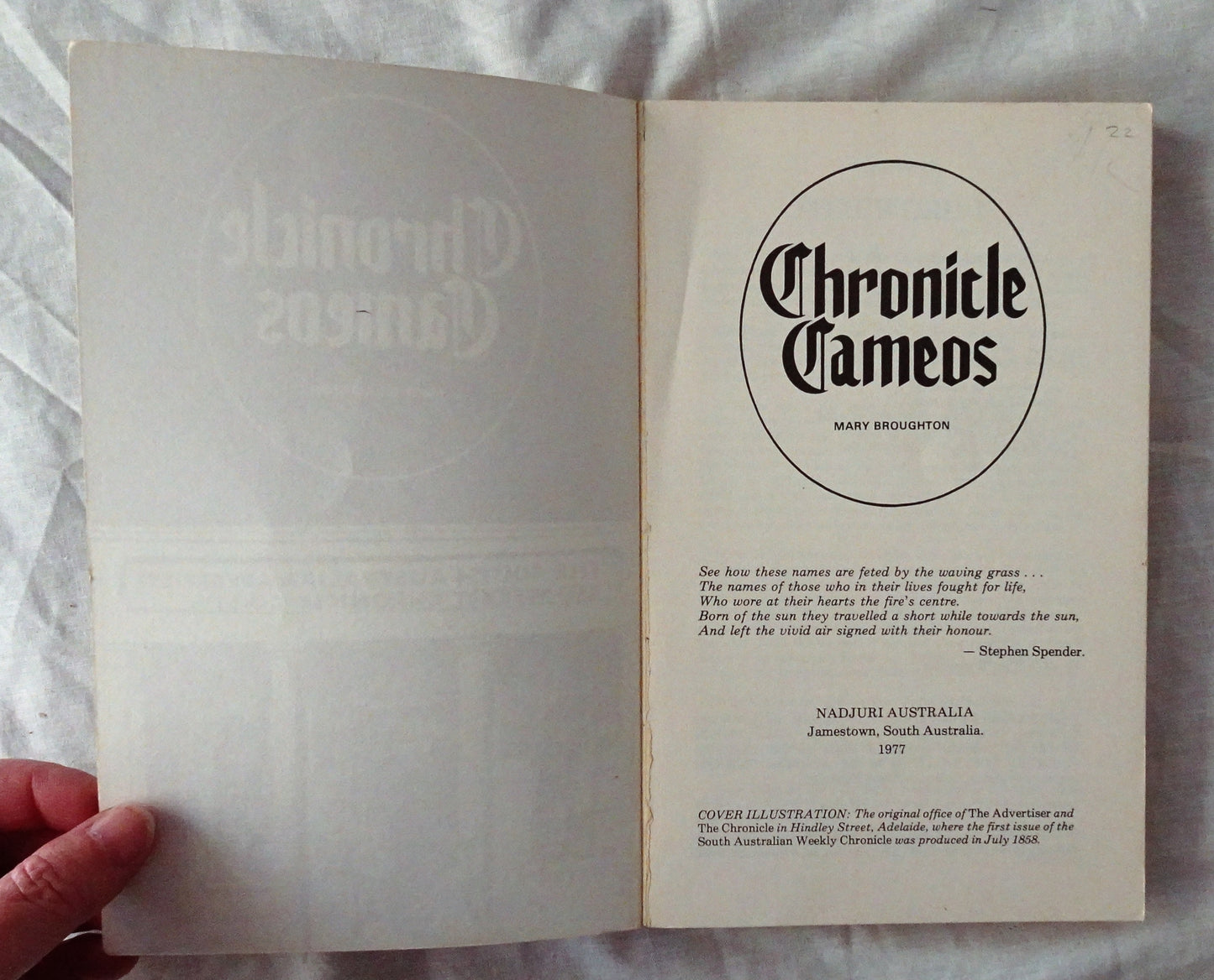 Chronicle Cameos by Mary Broughton